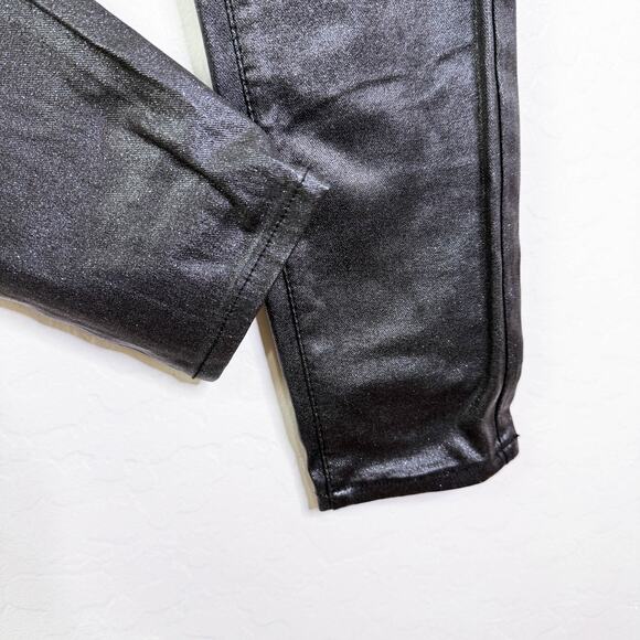 Rebecca Minkoff Glittery Wax Coated Skinny Jeans Black Sparkly Size 2 NWOT - Picture 4 of 11